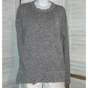 Lucky Brand Women's Sweater Large Gray Heather Lightweight Soft Relaxed Crewneck
